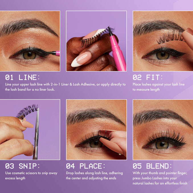 image showing how to use NYX's volumizing false reusable eyelashes for your everyday wear available at Heygirl.pk for delivery in Pakistan