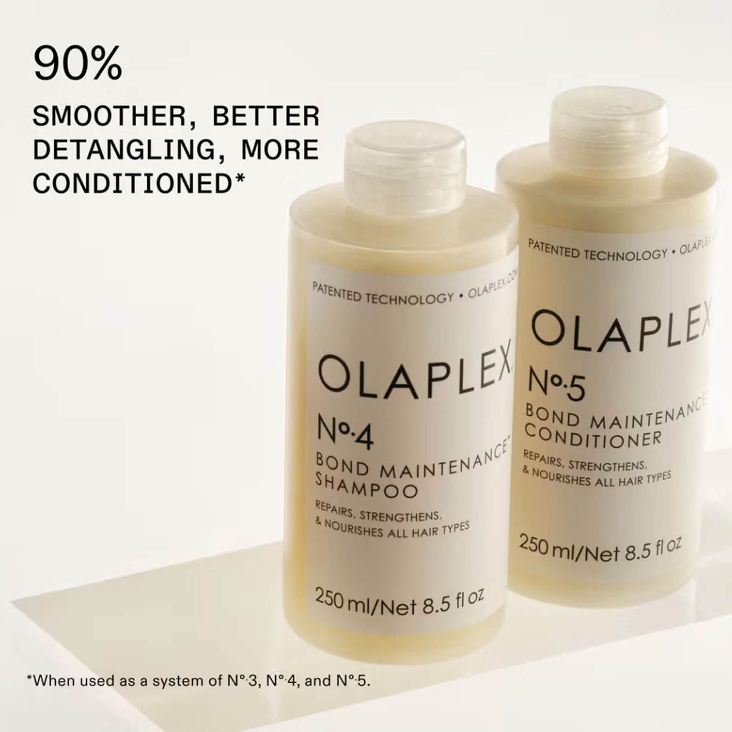 Olaplex shampoo and conditioner bottles on a white background available at Heygirl.pk for delivery in Pakistan