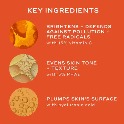 image showing ingredients of Olehenriksen Bright Vitamin C Dark Spot Serum for skin brightness available at Heygirl.pk for delivery in Pakistan