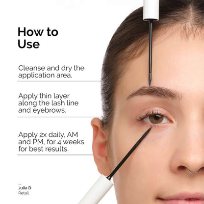 image showing how to use The Ordinary Multi Peptide Lash and Brow Serum available at Heygirl.pk for delivery in Pakistan