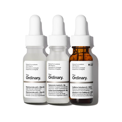 Shop The Ordinary niacinamide, hyaluronic acid and caffeine solution set available at Heygirl.pk for delivery in Pakistan