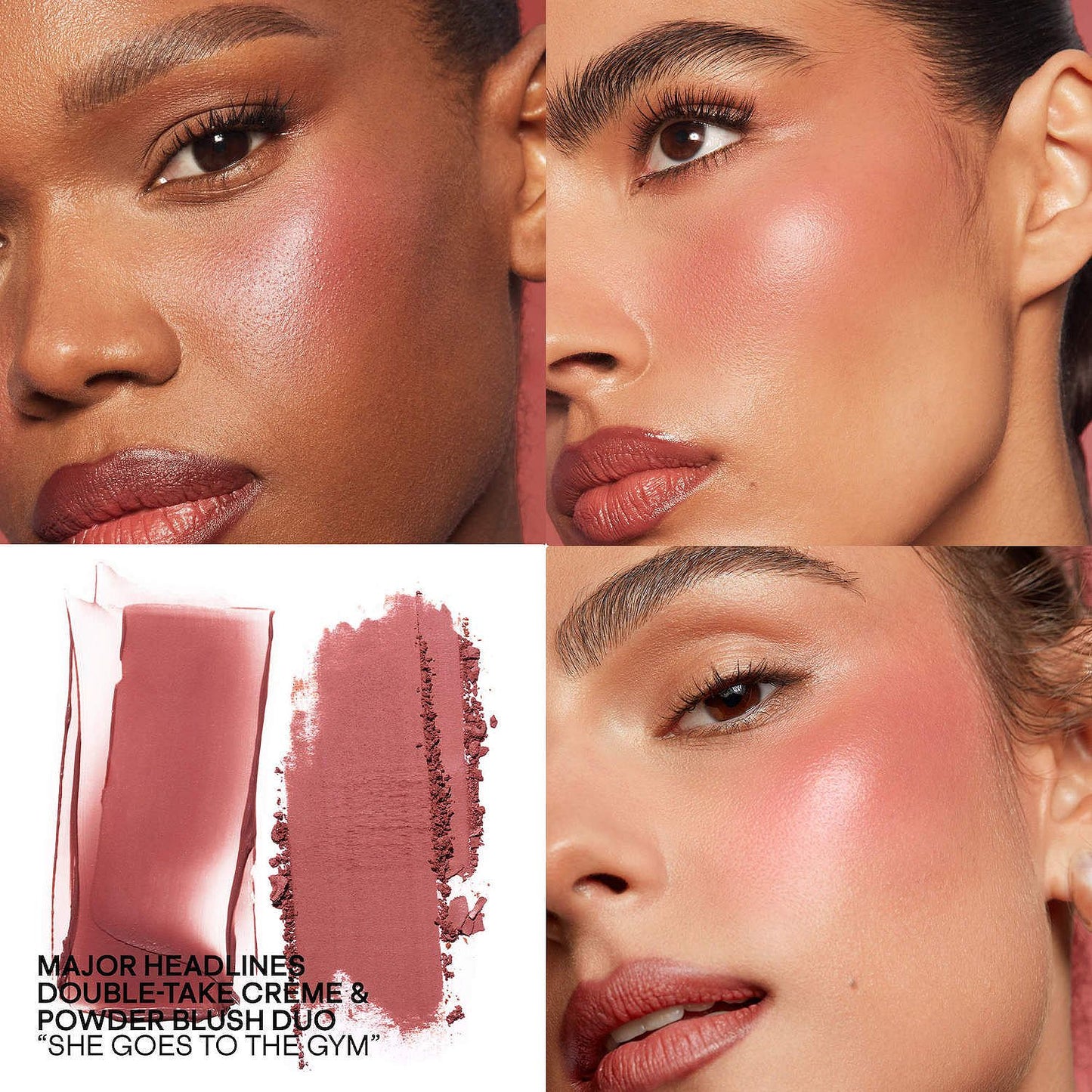 closeup model image of Patrick Ta Cream and Powder Blush Duo she goes to gym shade available at Heygirl.pk for delivery in Pakistan. 