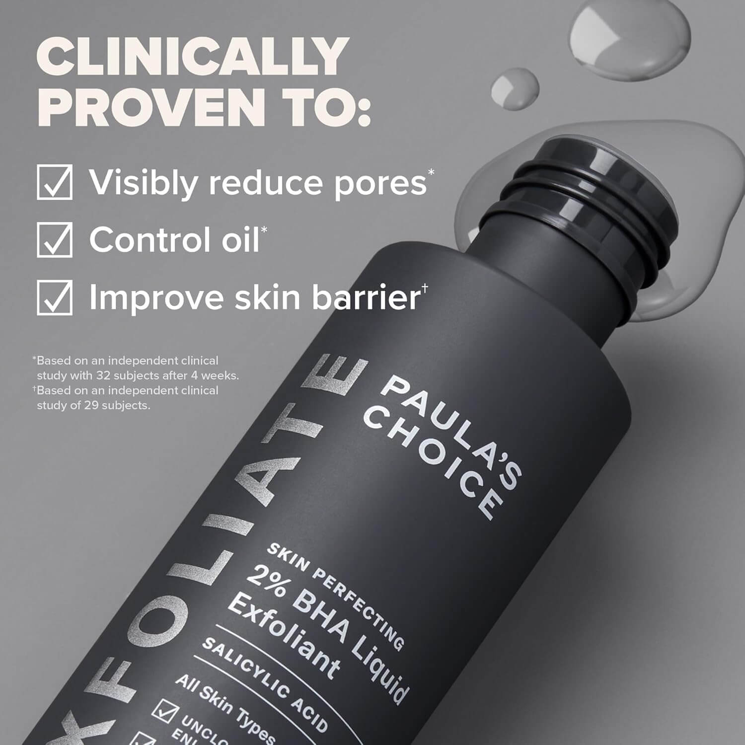 image showing benefits of using Paula's Choice 2% BHA Liquid Exfoliant for enlarged pores and uneven skin tone available for delivery in Karachi, Lahore, Islamabad across Pakistan