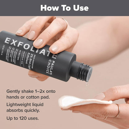 image showing how to use Paula's Choice 2% BHA Liquid Exfoliant for enlarged pores and uneven skin tone available for delivery in Karachi, Lahore, Islamabad across Pakistan