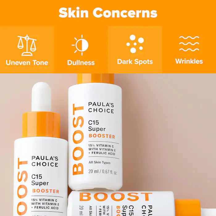 image showing benefits of using Paula's Choice Paula's Choice Vitamin C Booster for skin glow and brightening available at Heygirl.pk for delivery in Pakistan.