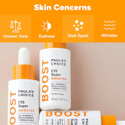 image showing benefits of using Paula's Choice Paula's Choice Vitamin C Booster for skin glow and brightening available at Heygirl.pk for delivery in Pakistan.