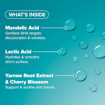 image showing ingredients of Paula's Choice Mandelic and Lactic Acid for skin brightening and reducing fine lines and wrinkles available at Heygirl.pk for delivery in Pakistan.