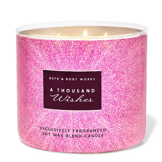 Shop 100% original Bath and Body Works' best-selling candle in Thousand wishes fragrance available at Heygirl.pk for delivery in Pakistan.