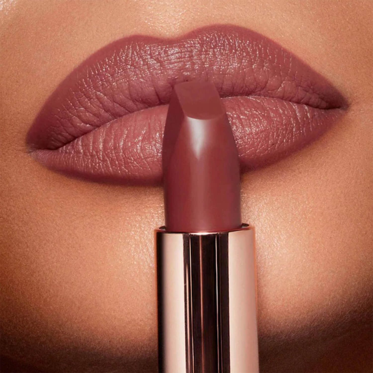 Swatch of Charlotte Tilbury lipstick in pillow talk medium shade available at Heygirl.pk for delivery in Pakistan.