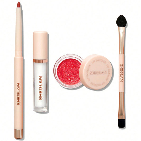 Sheglam makeup products including a lip liner, lip gloss, blush, and brush available at Heygirl.pk in Pakistan