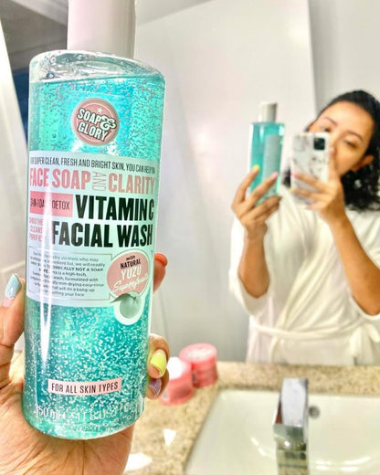 image showing Pakistani girl with Soap & Glory Face Wash with Vitamin C available at Heygirl.pk for delivery in Pakistan.