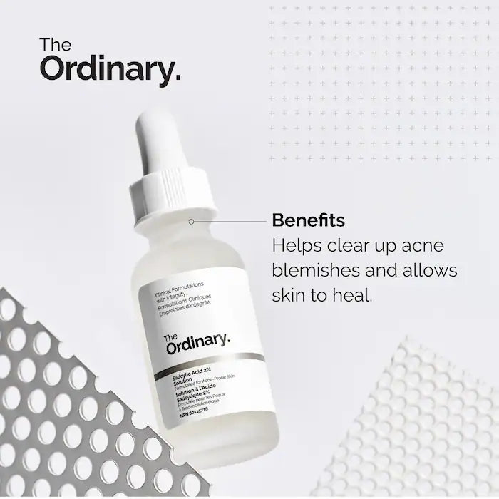 image showing benefits of using Ordinary Salicylic Acid 2% Solution for acne and blemishes now available at Heygirl.pk in