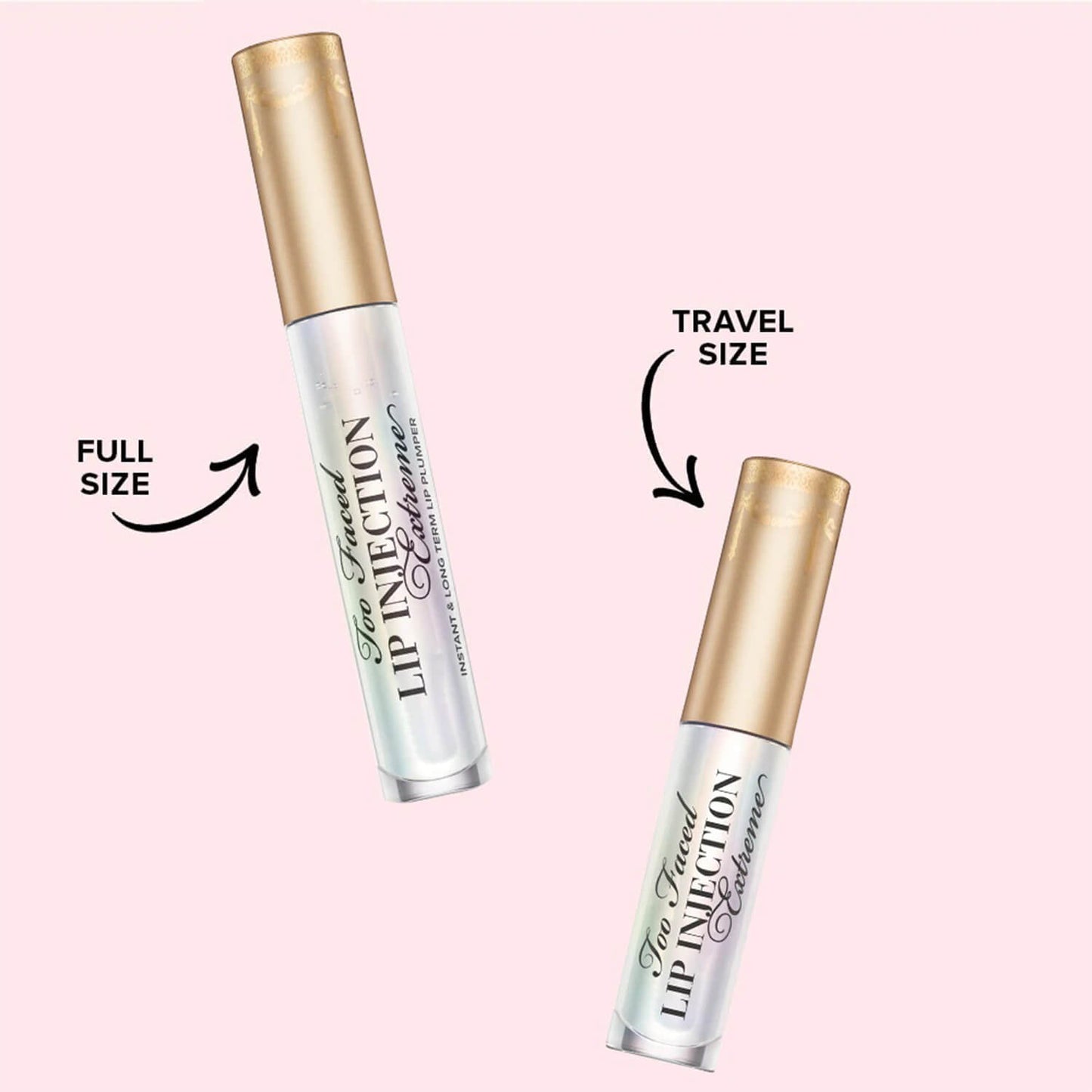 image showing two sizes of too faced cosmetics lip plumper gloss available at heygirl.pk for delivery in Pakistan
