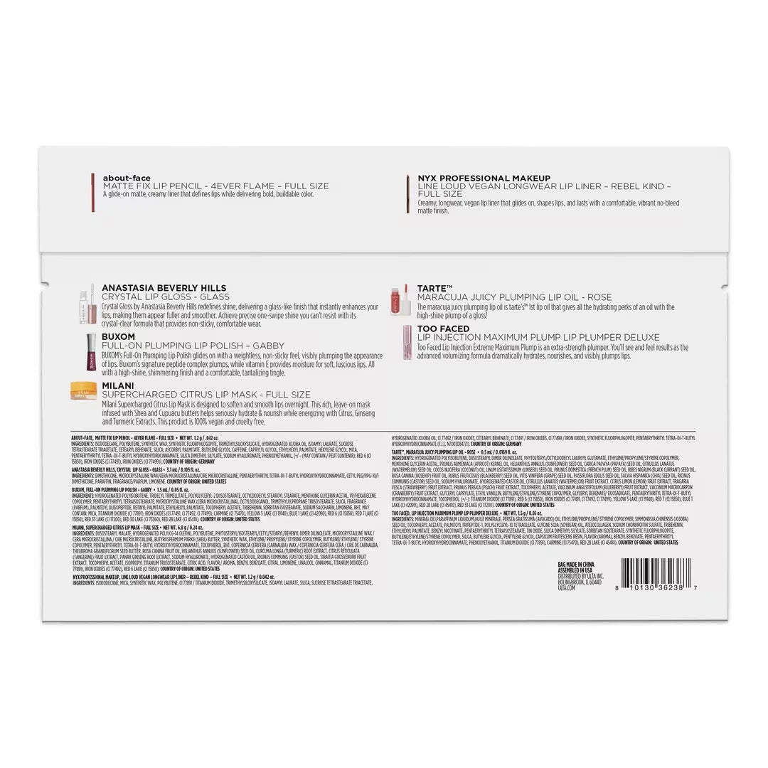 Product list on a white background