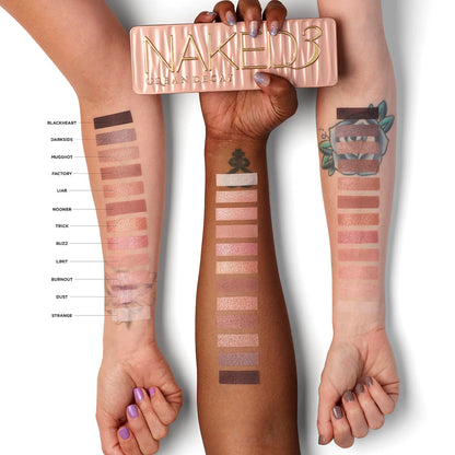swatch image of Urban Decay Naked3 Soft Pink Eyeshadow Palette for HER available at Heygirl.pk for delivery in Pakistan.