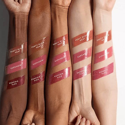 swatch of Fenty Beauty Glossy Posse Lip Gloss Trio available at Heygirl.pk for delivery in Pakistan.