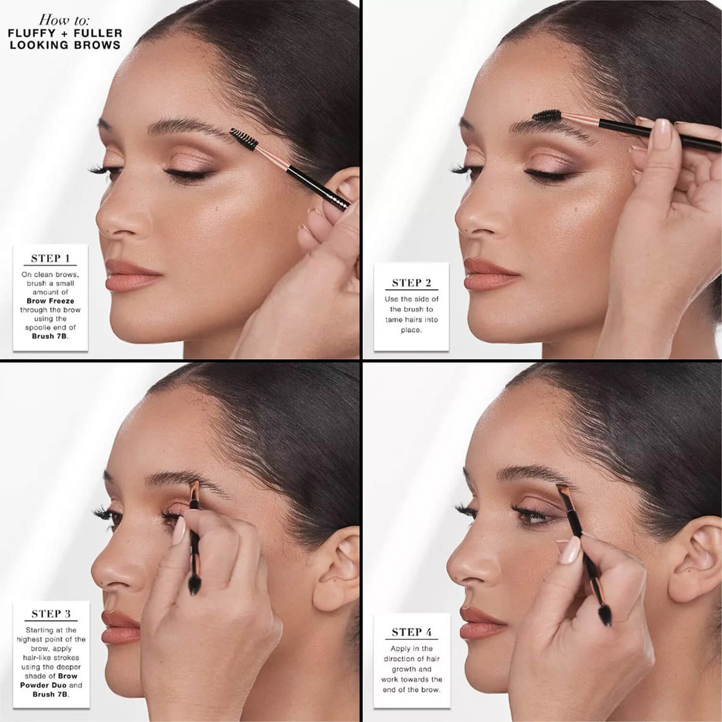image showing steps of using Anastasia Fluffy & Fuller Looking eye Brow Kit available at Heygirl.pk for delivery in Pakistan