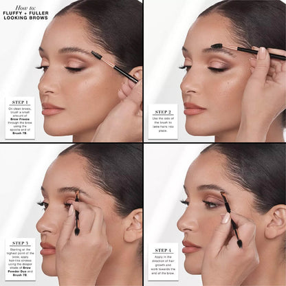 image showing steps of using Anastasia Fluffy & Fuller Looking eye Brow Kit available at Heygirl.pk for delivery in Pakistan