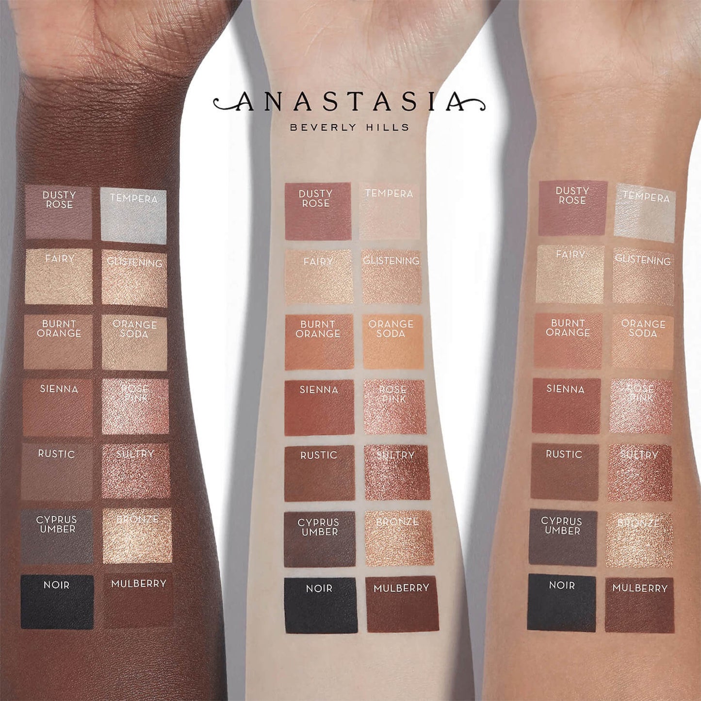 swatch of Anastasia Soft Glam Eyeshadow Palette available at Heygirl.pk for delivery in Pakistan