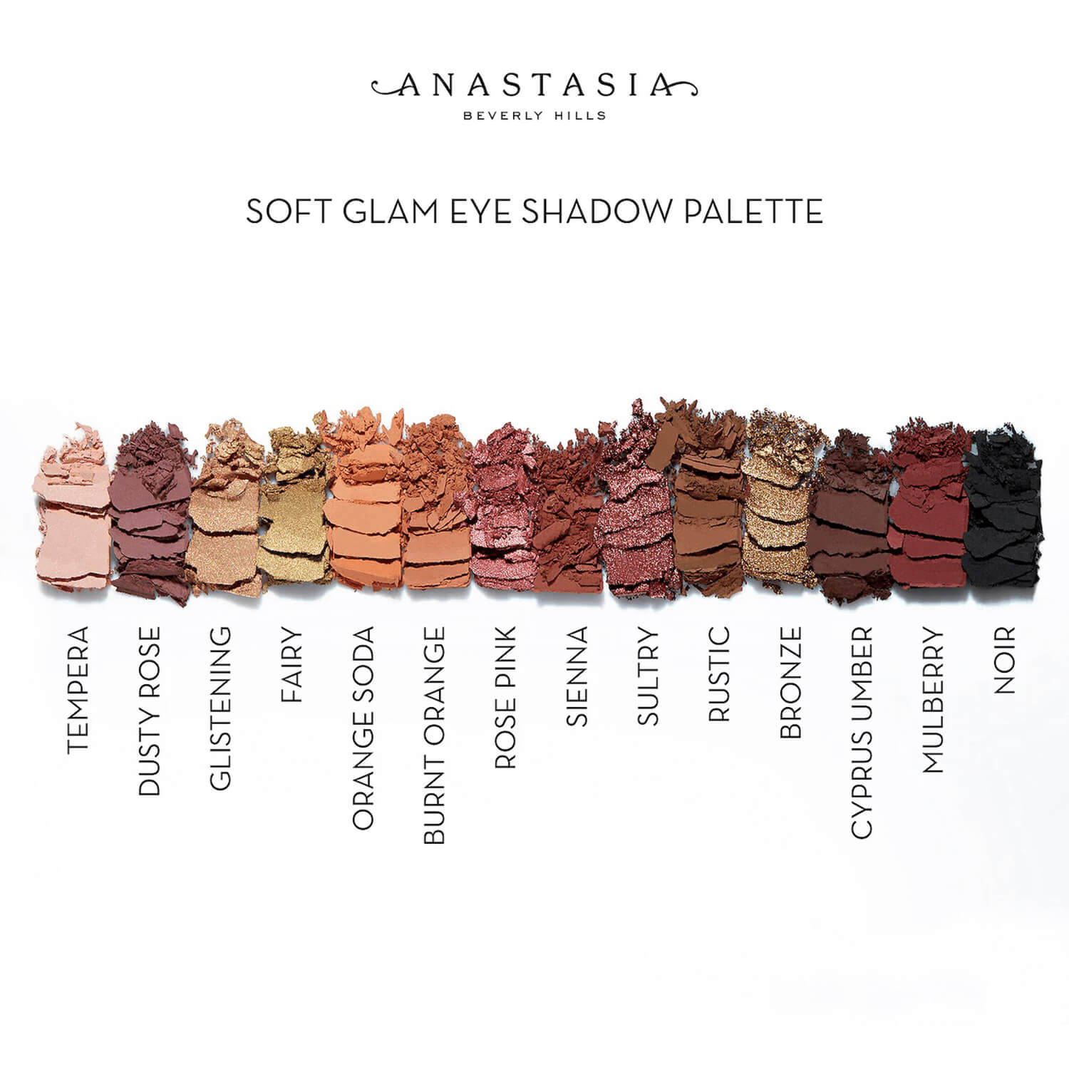 swatch of Anastasia Soft Glam Eyeshadow Palette available at Heygirl.pk for delivery in Pakistan