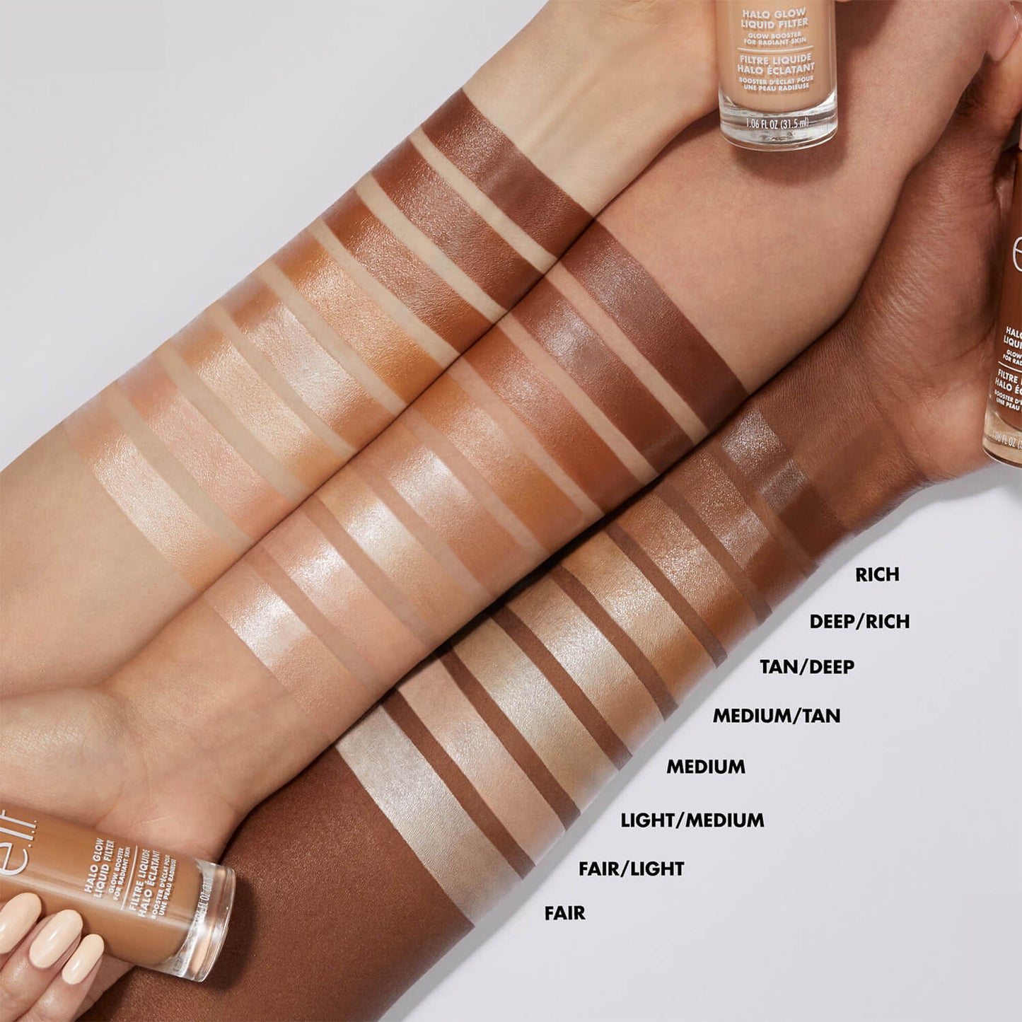 swatch of elf halo glow liquid filter highlighter available at Heygirl.pk for delivery in Pakistan