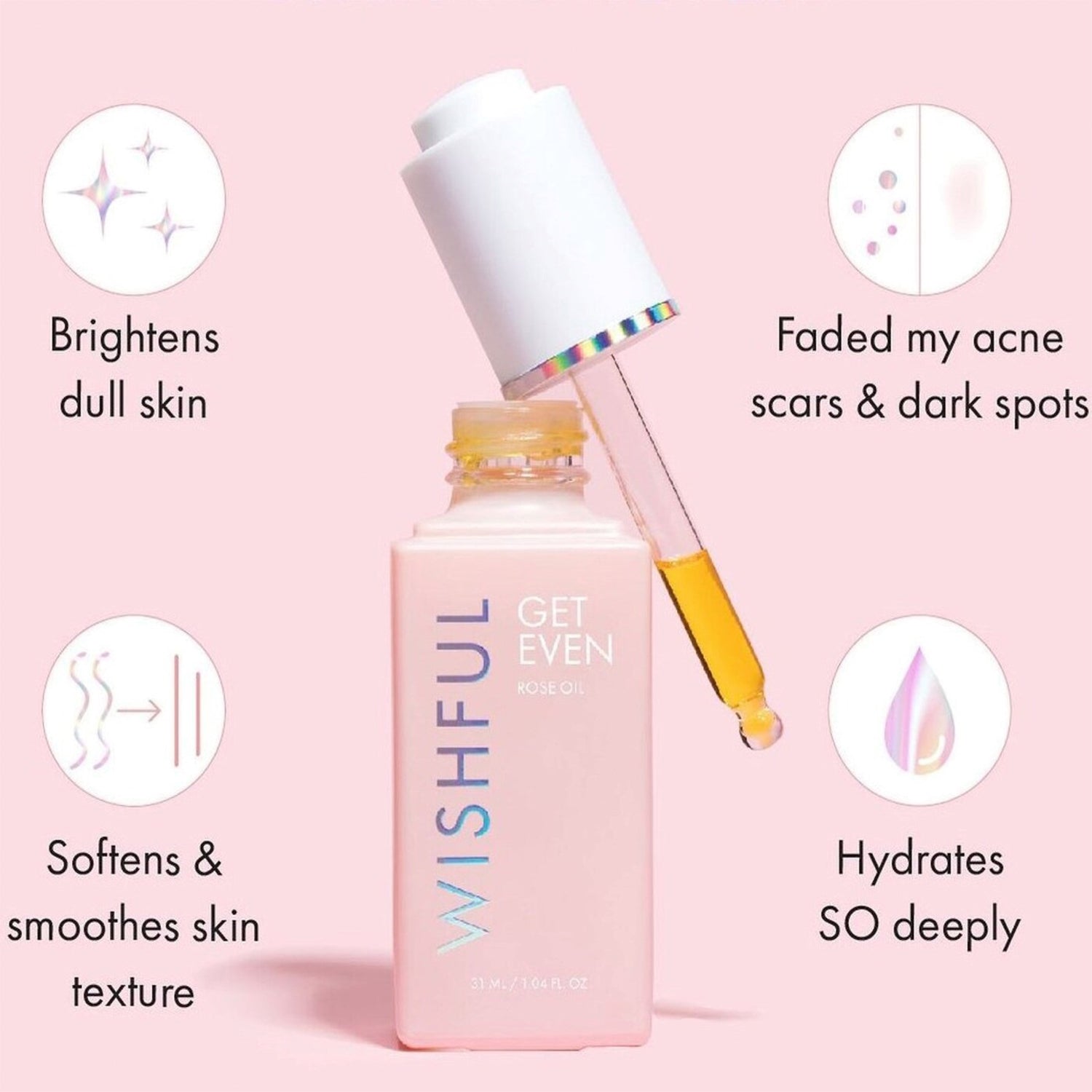 huda beauty wishful get even rose oil for dark circles available at heygirl.pk in Pakistan