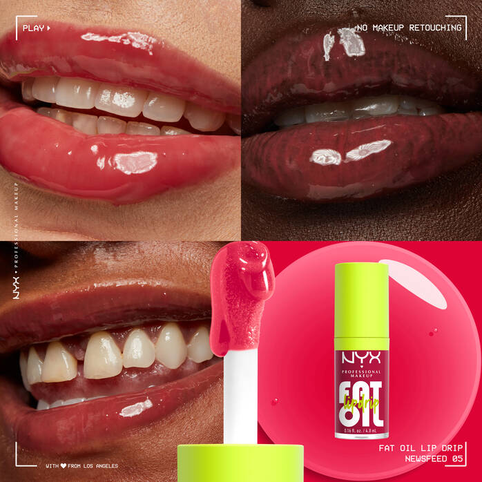 image showing swatch of 100% original NYX Fat Oil Lip Drip Gloss in newsfeed shade available at Heygirl.pk for delivery in Pakistan